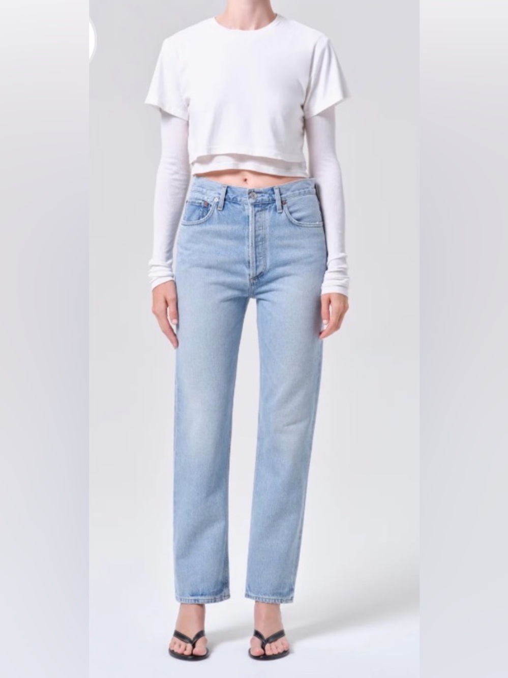 AGOLDE 90s Pinch Waist High Rise Straight Jeans, Light Wash, sz 27